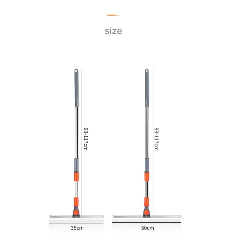 Magic Handle Foldable Broom with Silicone Mop Head Steel Pole Household Pet Hair Removal scraper for Glass & Floor in Bathroom