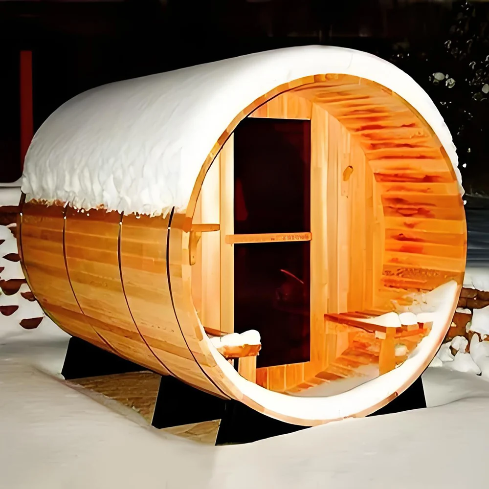 Best sauna Traditional Barrel outdoor home sauna with panoramic glass for 4-6 people
