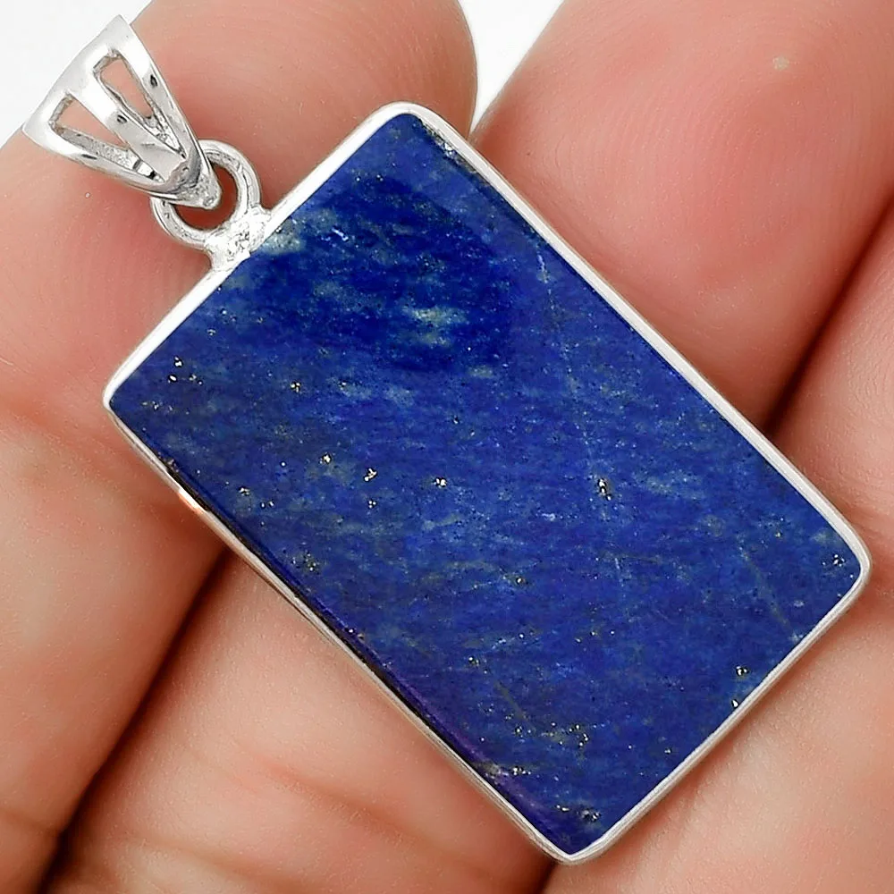 Fine Jewelry Set Lapis Lazuli from Afghanistan 925 Sterling Silver Pendant Earrings SDT02486 T-1001 Blue Gemstone Jewelry