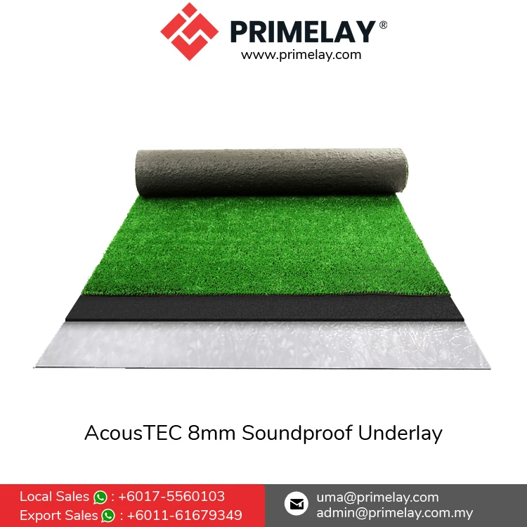 High Density Excellent Durability Rubber Flooring Accessories 8mm Soundproof Underlay | AcousTEC 8 Rubber Underlay Roll