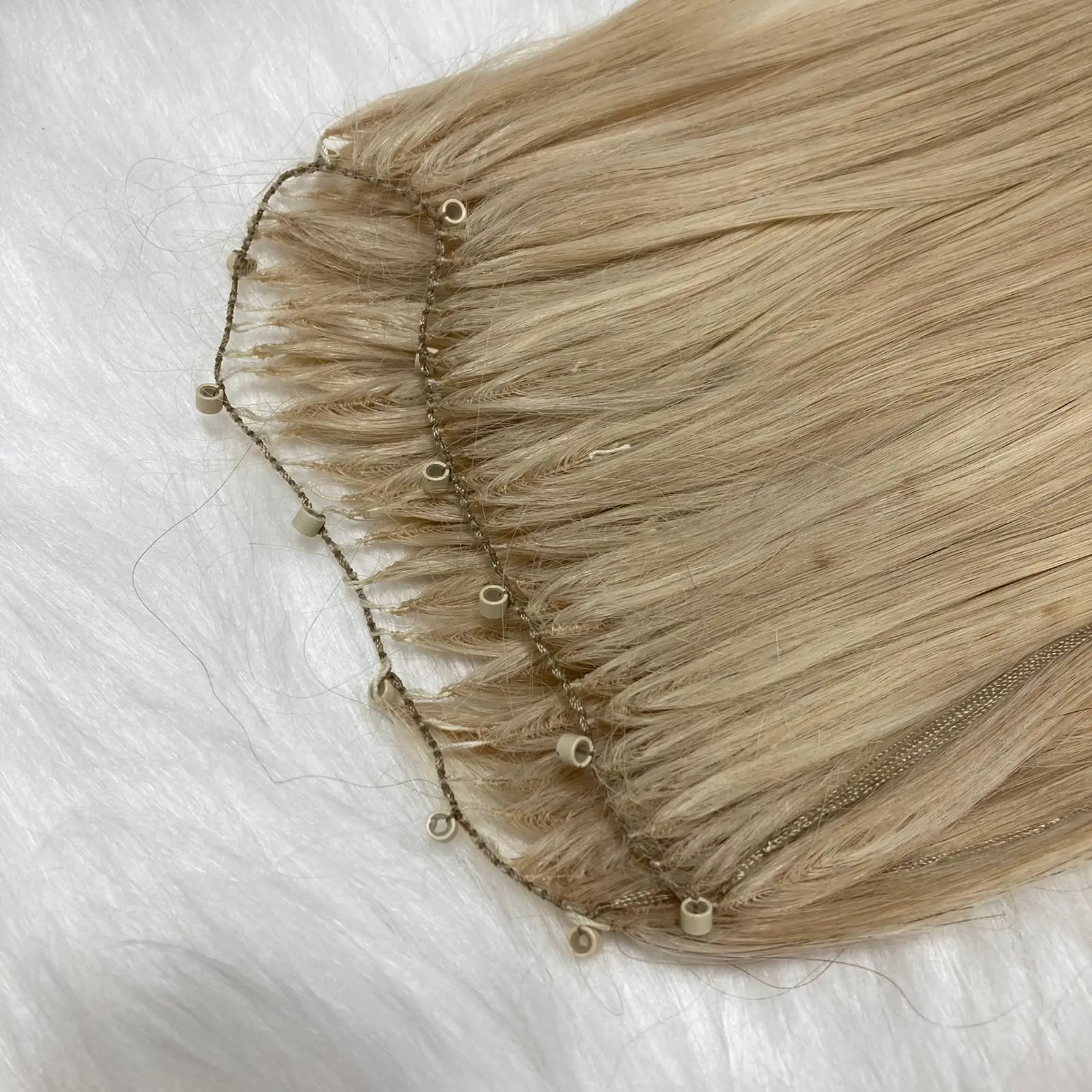 Supply Feather Weft hair extension straight blonde color 100% virgin human hair in Apohair Viet Nam