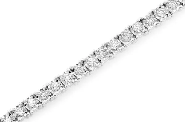 5mm Miracle Set Diamond Round Miracle Plate Tennis Bracelet 14k Rose White Yellow Gold Tennis Bracelets For Sale