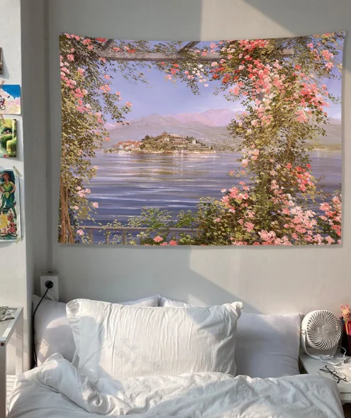 Vintage Oil Painting Wall tapestry Atmosphere Large Size Hanging Painting Tapestry Home Decoration Cloth Background Cloth