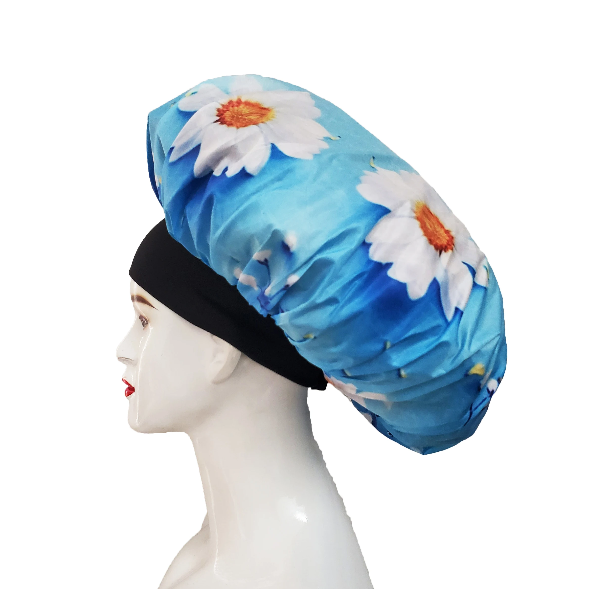 Adult custom color satin night sleeping bonnet wholesale woman silk hair designer bonnets with elastic band