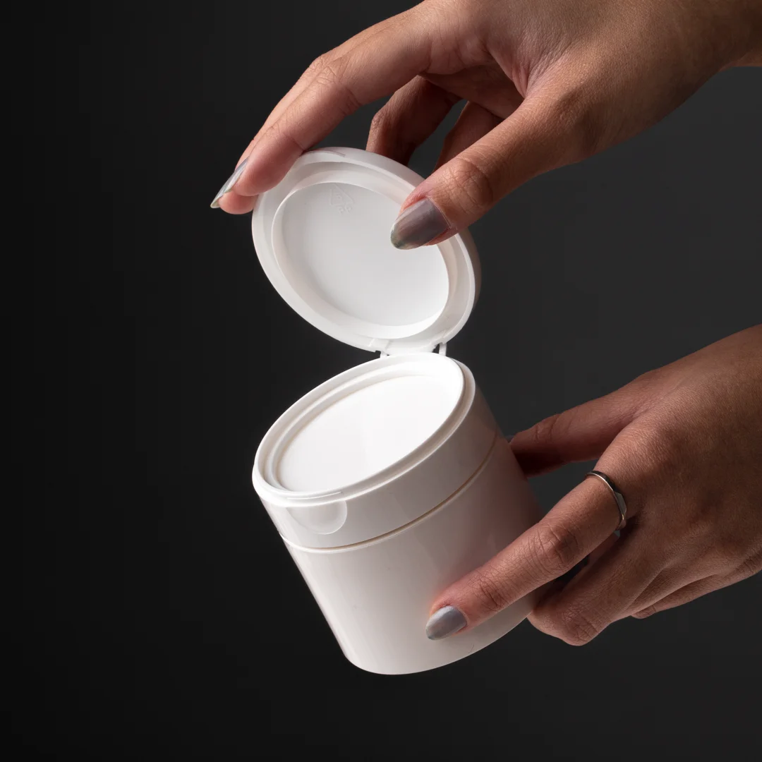 Recycled PP jar cream packaging with flip cap