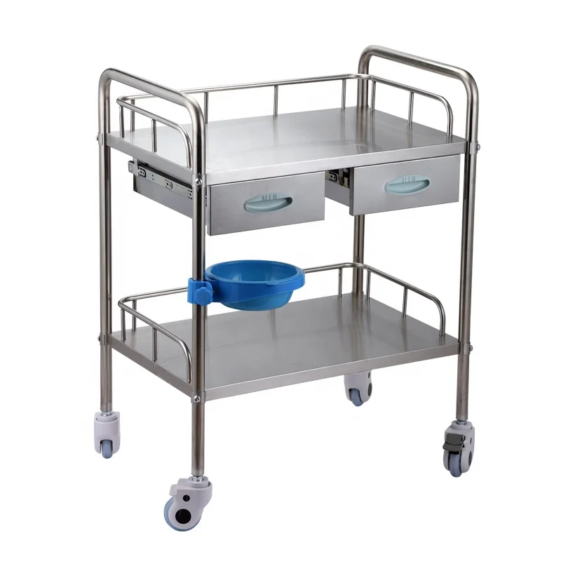 Mobile Medical Multifunction Cart Treatment Stainless Steel Hospital Trolley