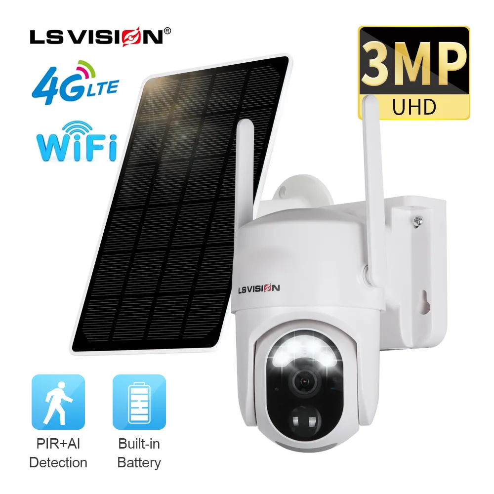 LS VISION 5MP 4G WIFI HD PTZ New Energy Solar Panel Lower Power Outdoor Inside Wireless Camara DE Seguridad WIFI