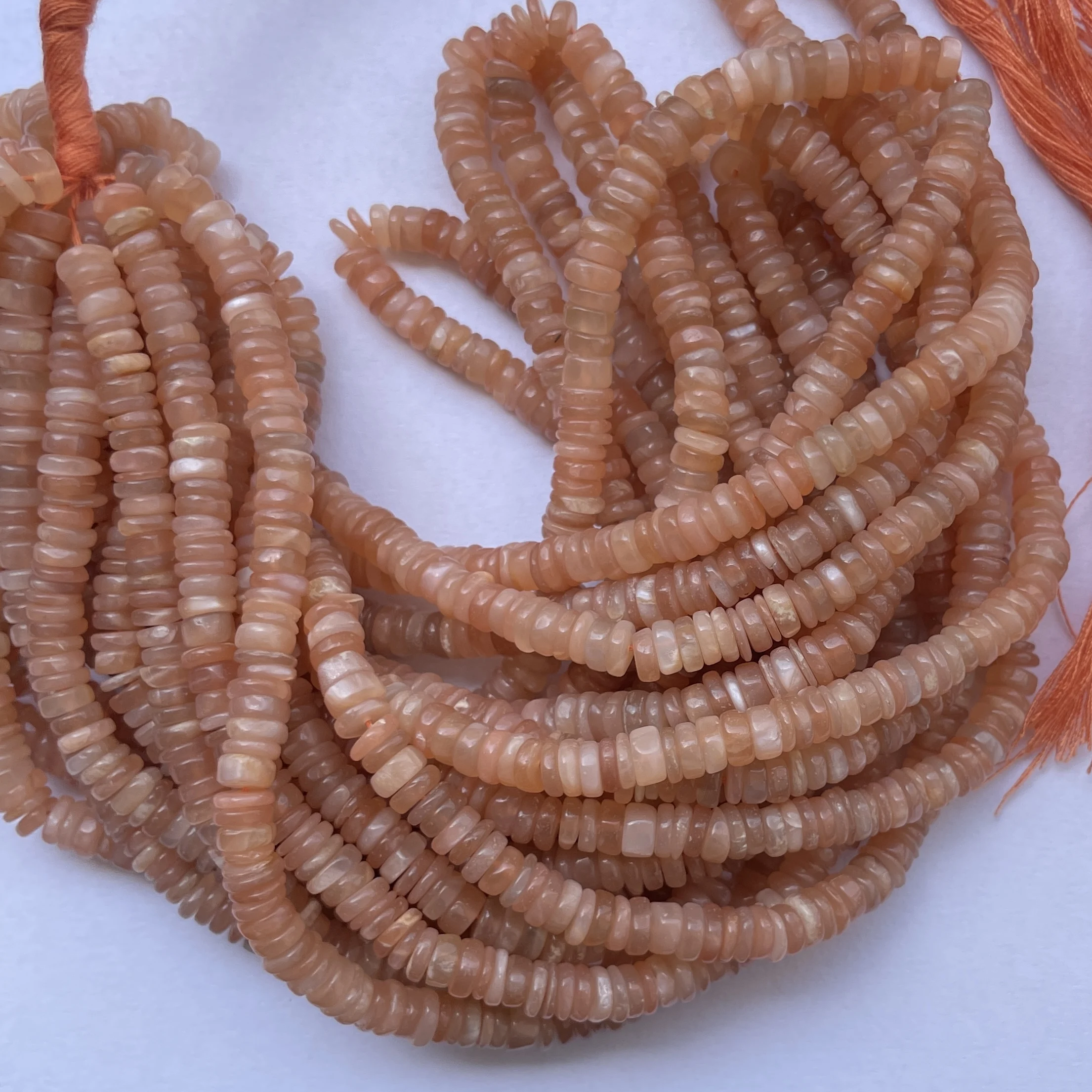 4mm 5mm 6mm Natural Peach Moonstone Stone Smooth Heishi Beads Strands Strings at Best Wholesale Factory Price Regular Shop Buy
