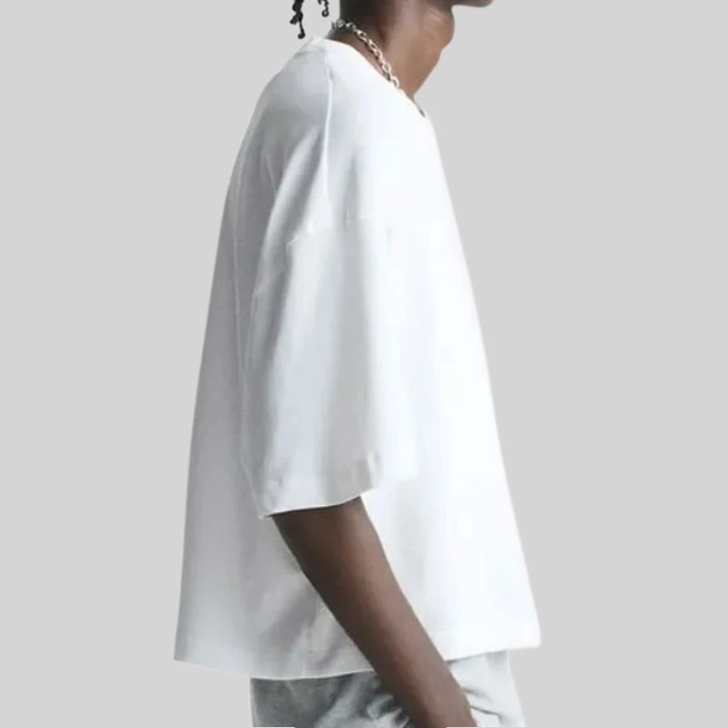 Customize Men Blank White Tee Shirt Cotton Oversized Streetwear T-Shirt Manufacturer Custom Boxy Fit Cropped T Shirt