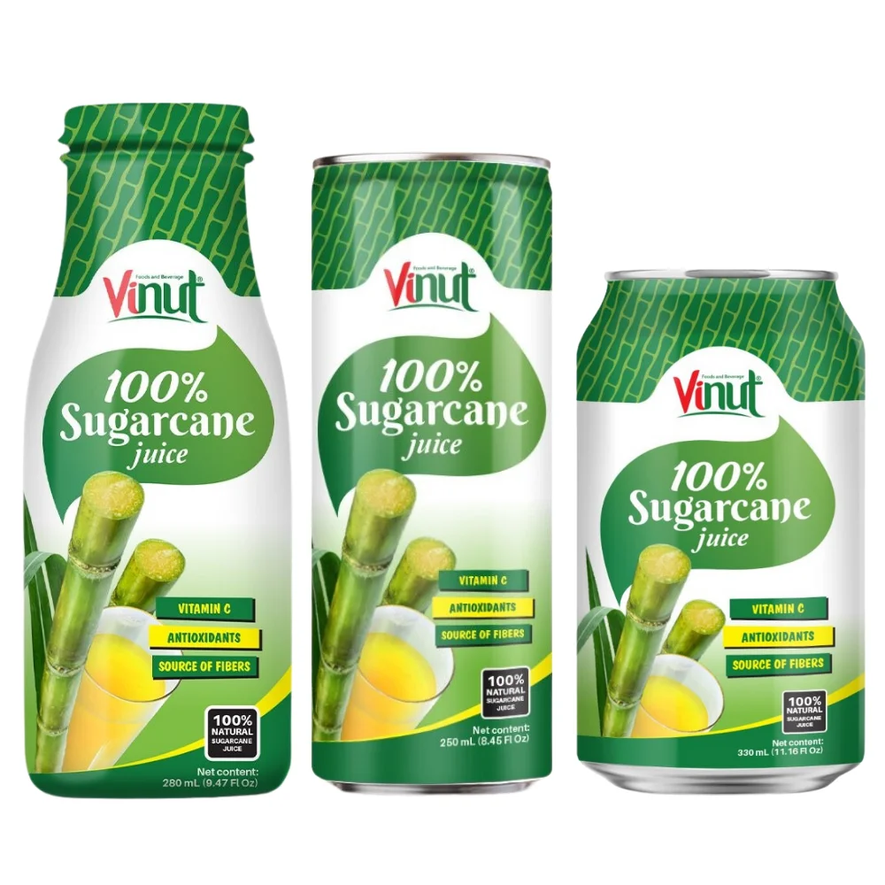 Manufacture Beverage Vietnam 100% Natural Sugarcane Fruit Juice 280ml Glass Drink - Free Sugar - Free Sample - Private Label