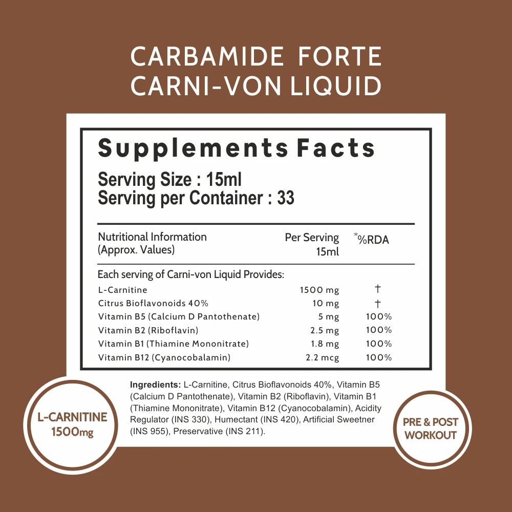 L-Carnitine Concentrated Liquid with 1500mg Per Serving | Pre & Post Workout Supplement for Energy Boost and Immune support