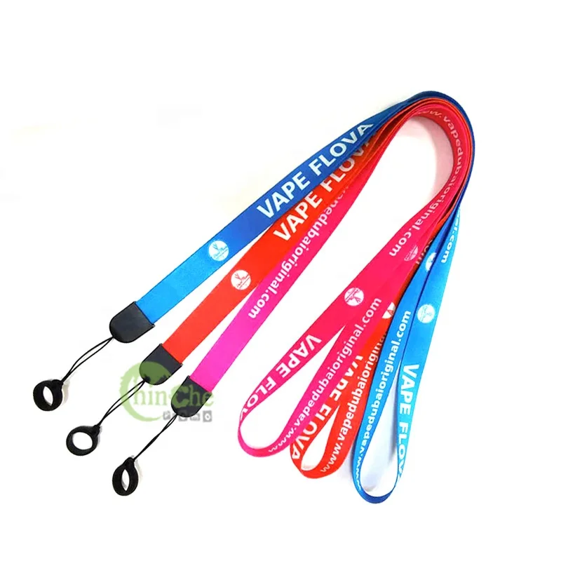 Custom silicone rubber ring rope neck strap wholesale key chain ring cord lanyard for pen holder