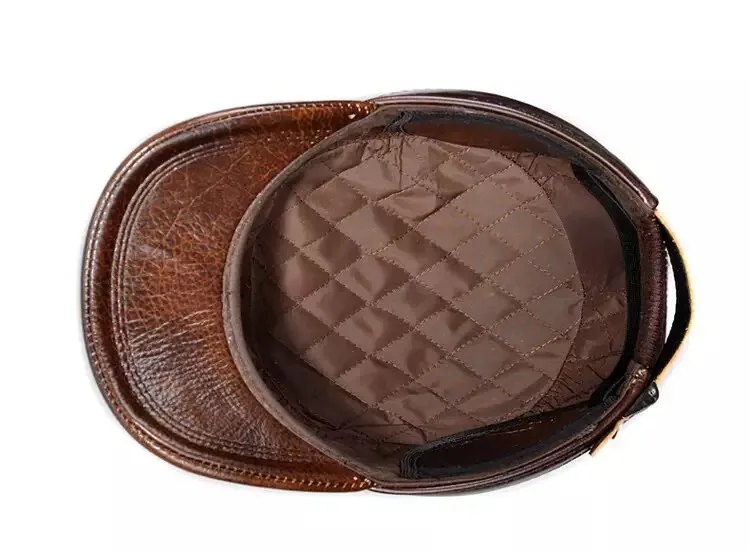 Real Leather Luxury Brand Hats Women Men-Cap Flat Female Adjustable Autumn Winter Captain-Caps wholesale offer