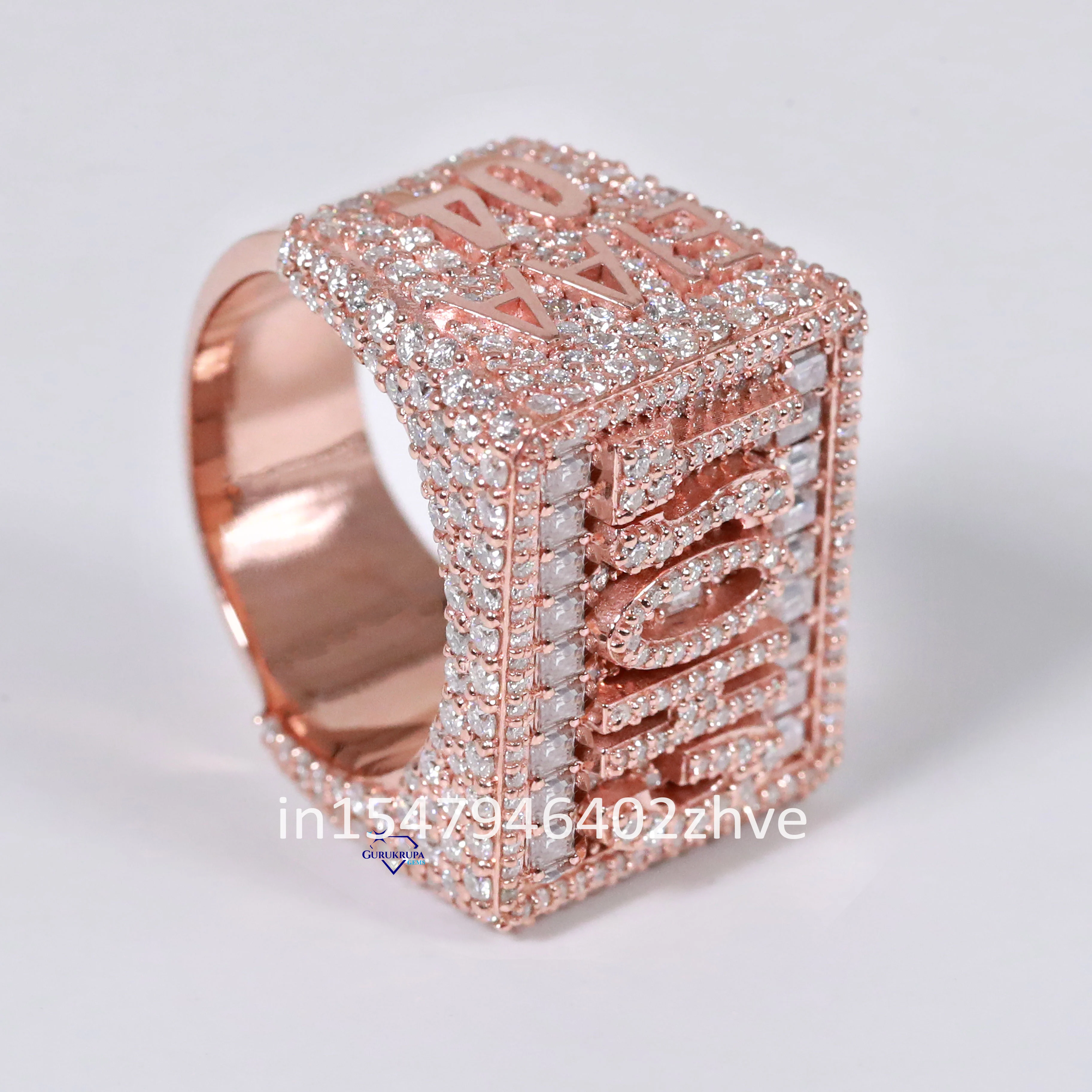 Dazzling Custom 925 Sterling Silver Moissanite Round And Baguette Cut Diamond Ring In VVS Clarity Best Jewelry For Rapper