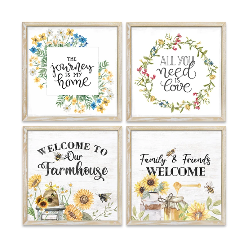 New design wall sign custom sunflower wooden yard sign for home decoration spring christmas welcome wood sign