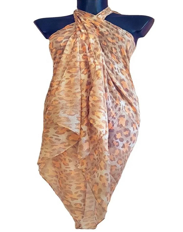 New Arrival Hawaiian Sarong Pareo printed 100% poly-chiffon swimwear beachwear 2023 bikini swimsuit cover-up wrap for women