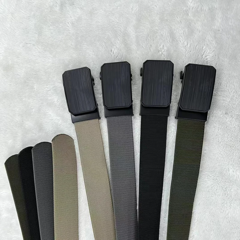 New toothless automatic buckle belt manufacturers nylon canvas belt outdoor leisure breathable belt support customization