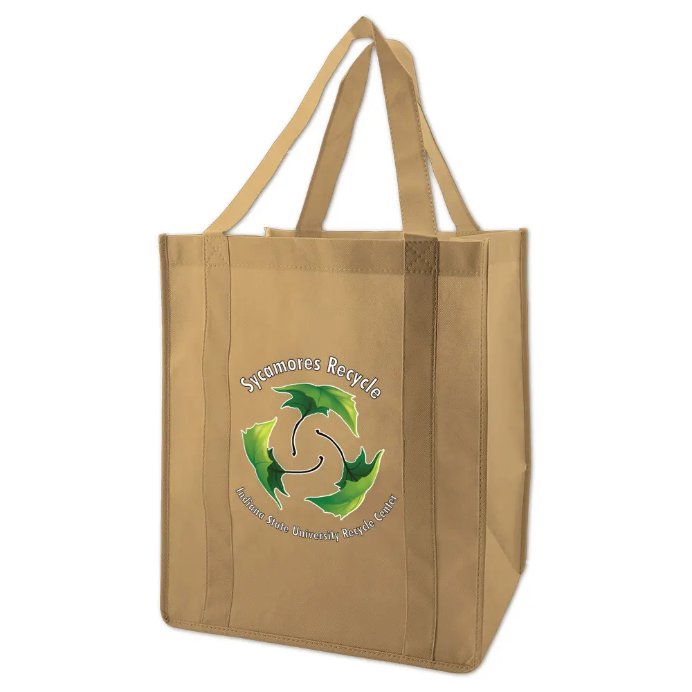 Custom Logo And Color Printed PP Non Woven Bag Grocery Eco Friendly Reusable No laminated Fabric