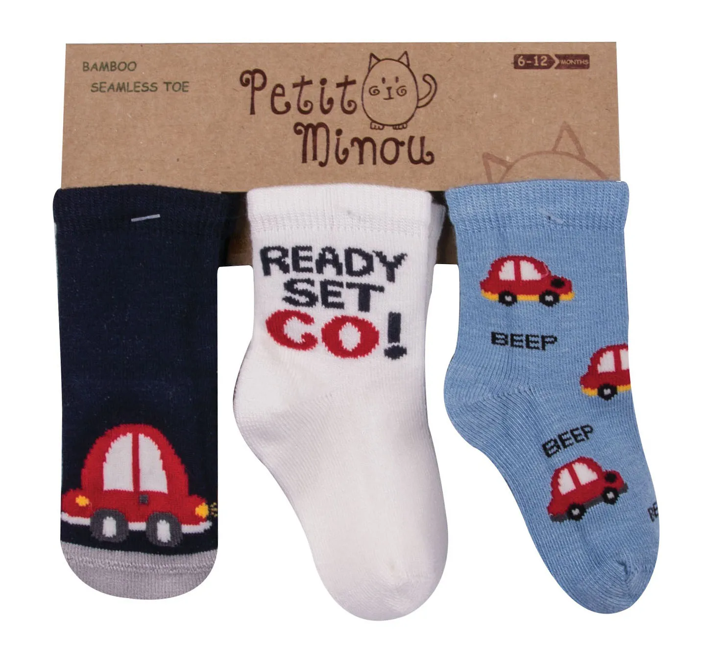 Set of 3 Baby Socks  Seamless Toe Bamboo Organic Cotton Socks