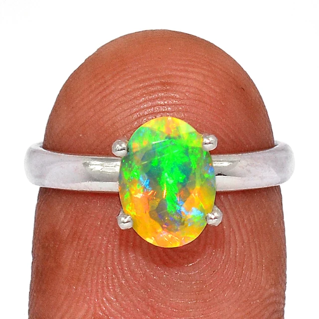 S925 sterling silver ring with natural stone new model design fashion real opal silver made in india