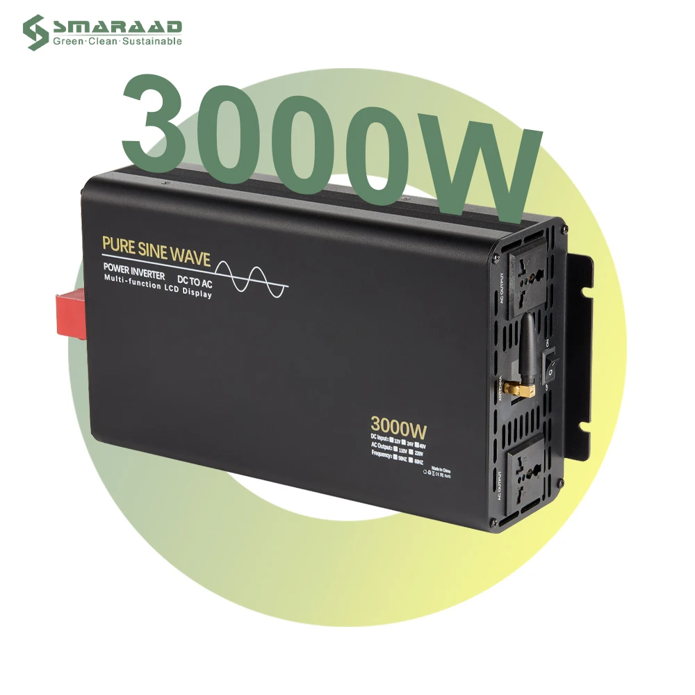 SMARAAD 3000W Pure Sine Wave Inverter off Grid DC 12V 24V 48V to AC 220V 110V Single Output Solar Battery 3KW