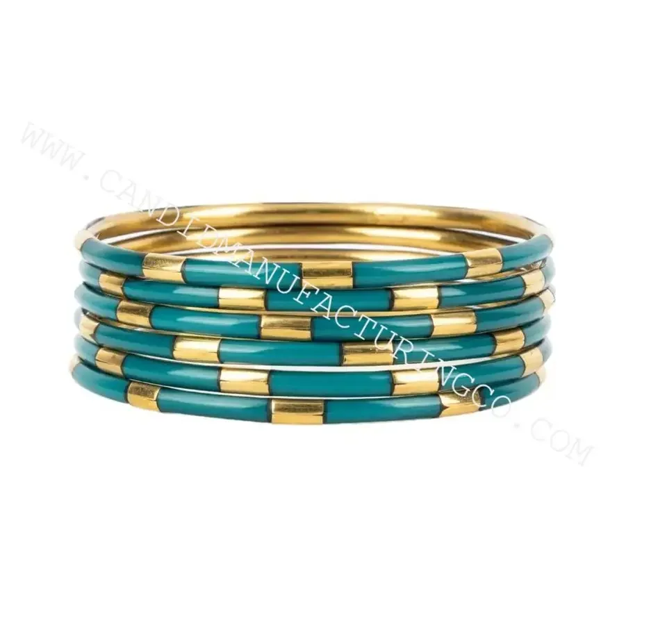 India fashion bangles Resin Beads with Metal Bangle Set Fashion jewelry & Accessories handmade Direct factory sale