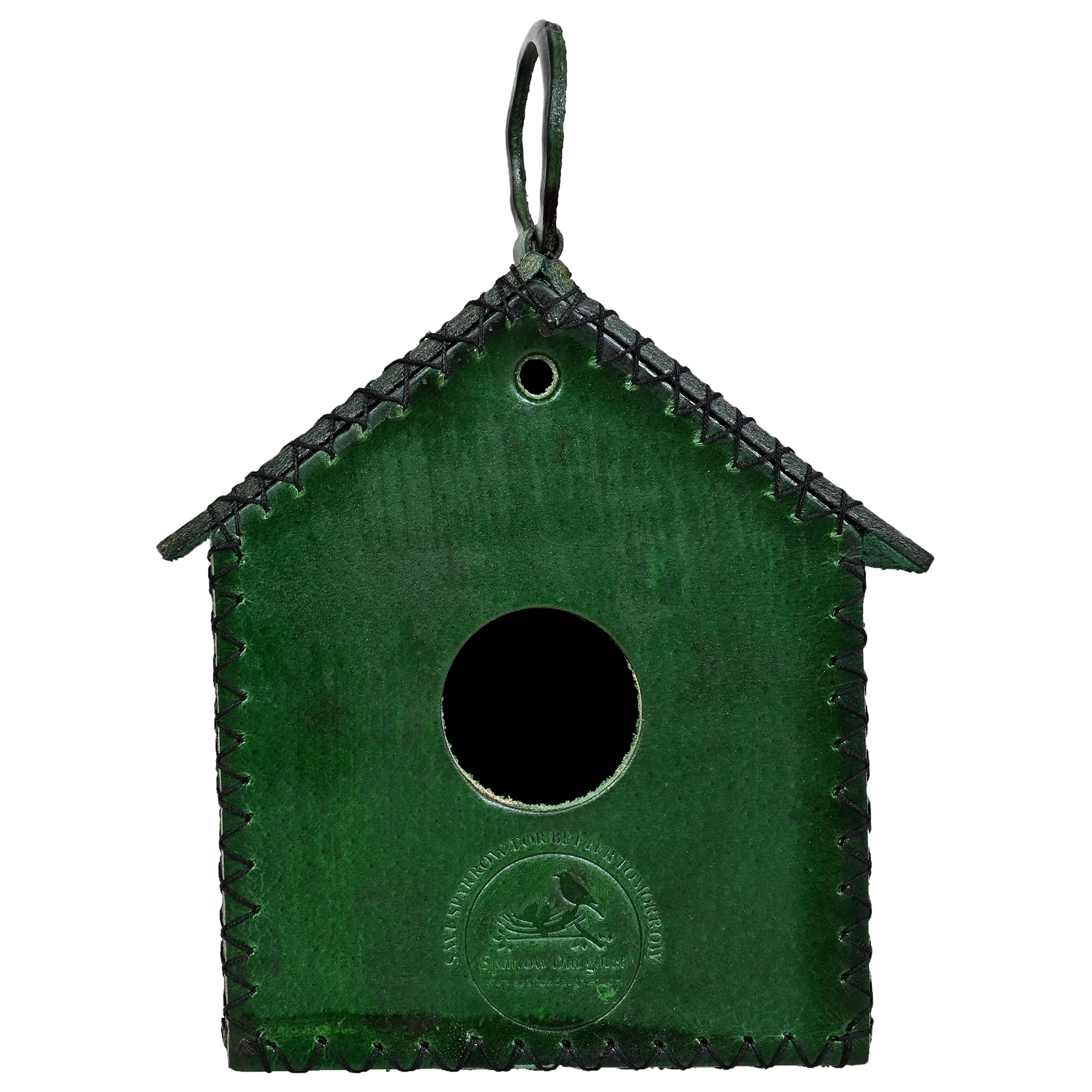 NATURAL LIVING HOME FOR BIRDS HANGING RING FOR DECORATE ANYWHERE NATURAL WEATHERPROOF REAL LEATHER BIRD HOUSE