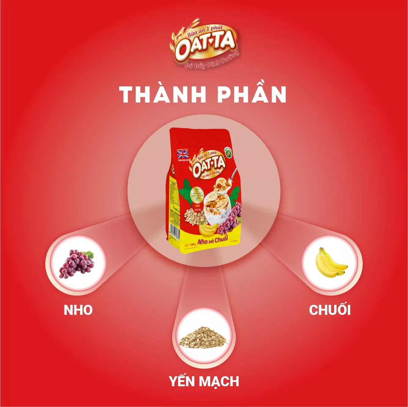 OATTA Granola with dried Banana & Raisin Healthy Fresh Nutritious Style from Vietnam Factory Wholesale
