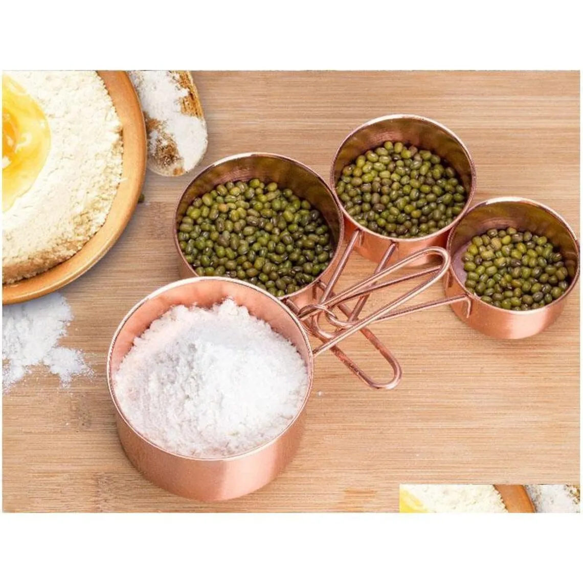 Measuring cup set elegant classy copper for cooking and baking for home kitchen tools different sizes measuring cup and spoon