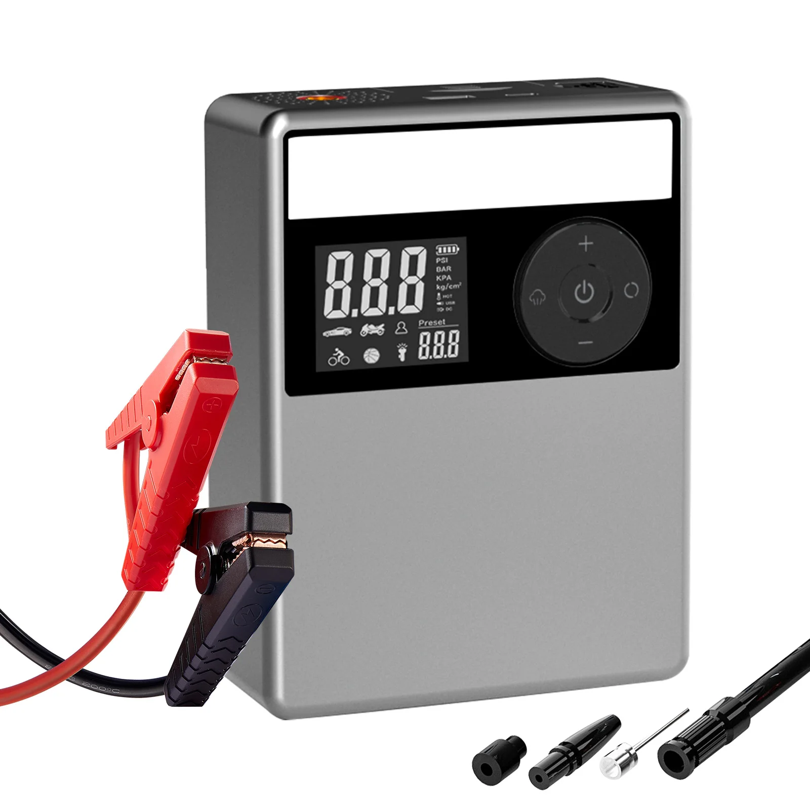 jumpstarter arrancador de coche portatil bateria power bank portable car battery charger jump starter with air compressor