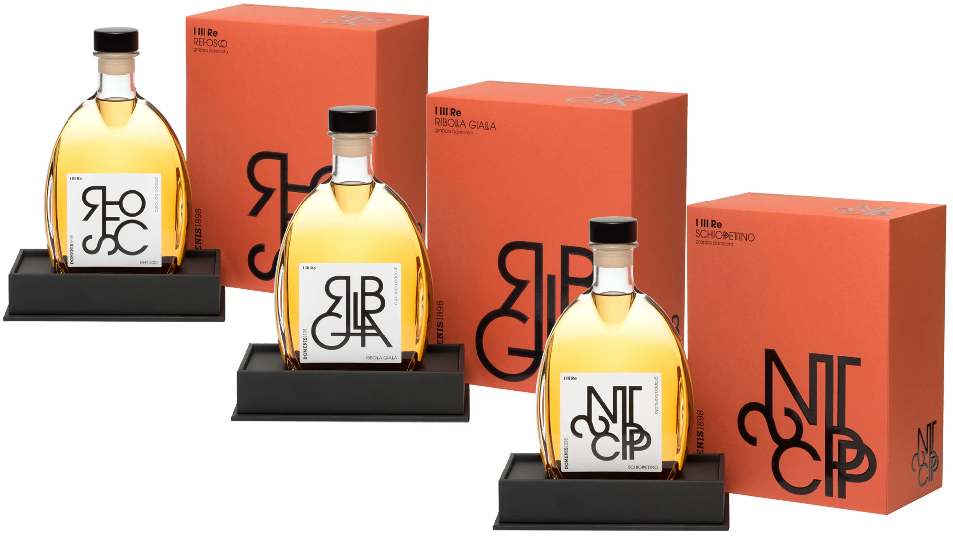 High Quality Awarded Italian Barrique Aged Grappa I III RE Schioppettino in unique box 70cl