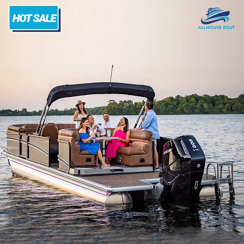Factory Direct Price Customized Luxury Pontoon Boats with a Bar Family Outings with Bimini Top