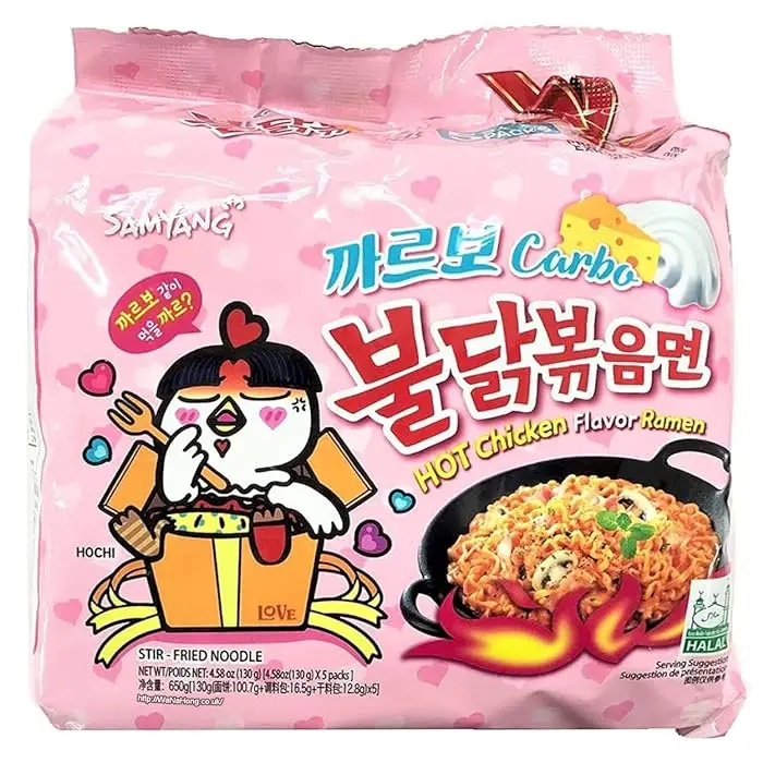 Samyang Горячая куриная ароматизатор лапша бульдак-Карбонара 130 г (упаковка по 5 штук)