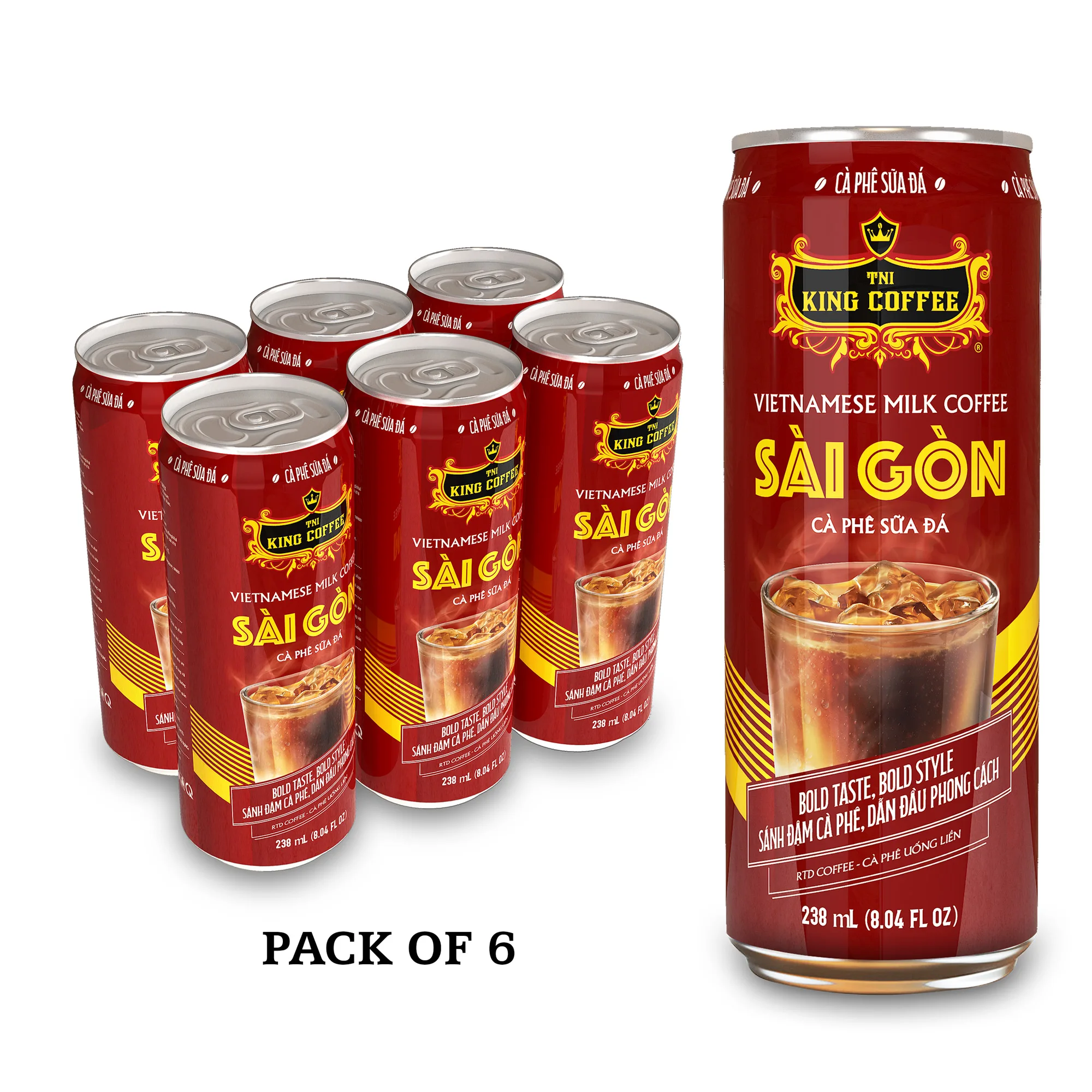 KING COFFEE - 24 банка в коробке вьетнамский холодный молочный кофе банке 238 мл от известного