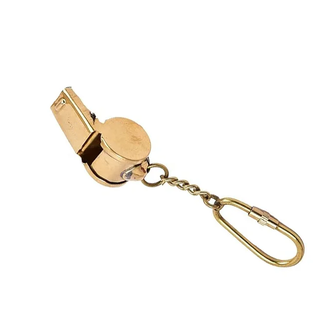 Premium Quality Brass Metal Whistle Keychain Gold Plated Decorative Art Accent Perfect for Everyday Use Gift Giving