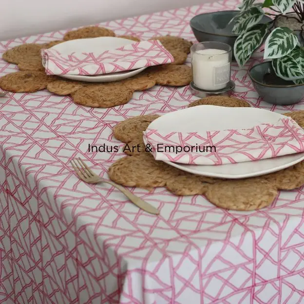 Indian hand block printed cotton table cloth dining table cloth wholesale hand made cotton table cover