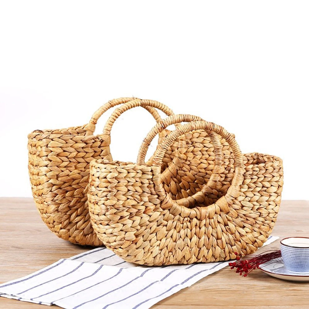Bulk quantity wholesale eco friendly biodegradable water hyacinth lady bag women handbags shopping bags