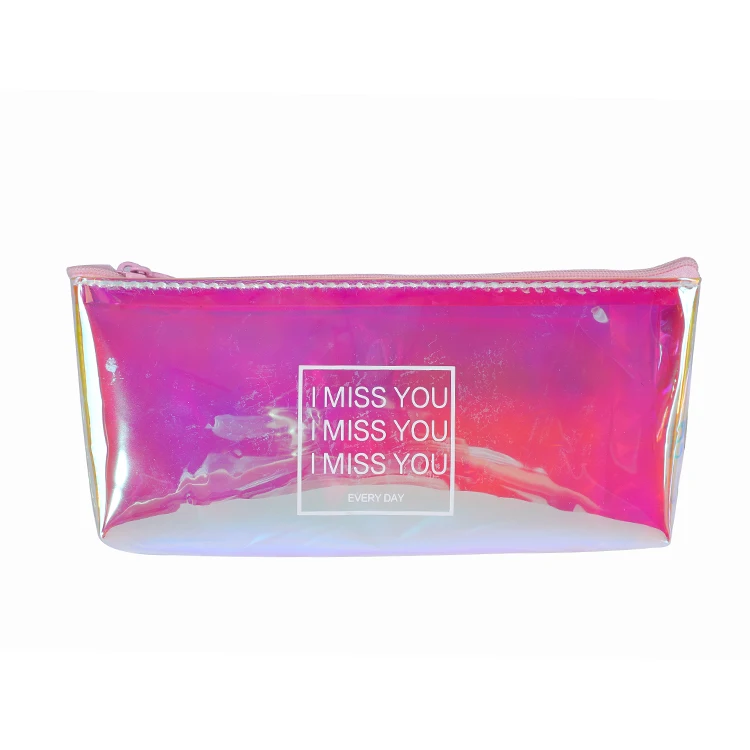 Wholesale waterproof fashion printing custom logo transparent plastic pvc cosmetic pencil bag pouch for children school