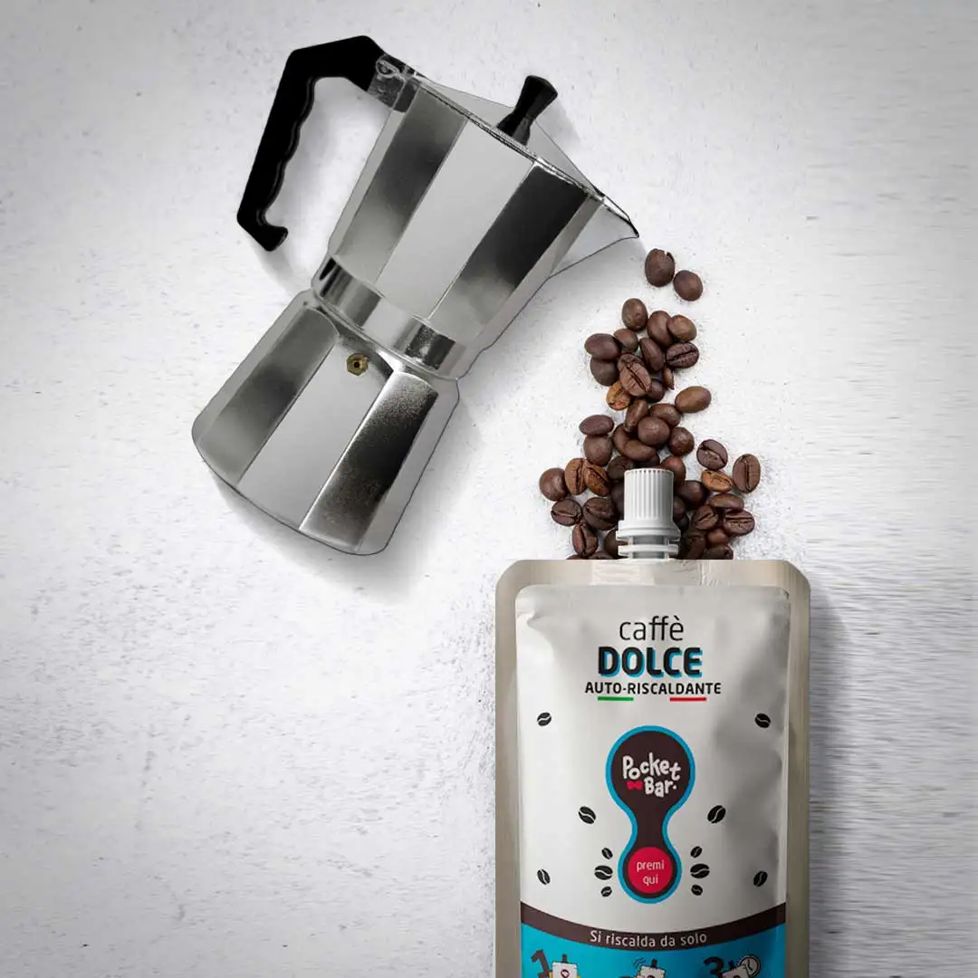 Private Label Customized Italian Sweet Coffee Self Heating Dolce Pocket bar 50 ml Ready to Drink Hot Beverage