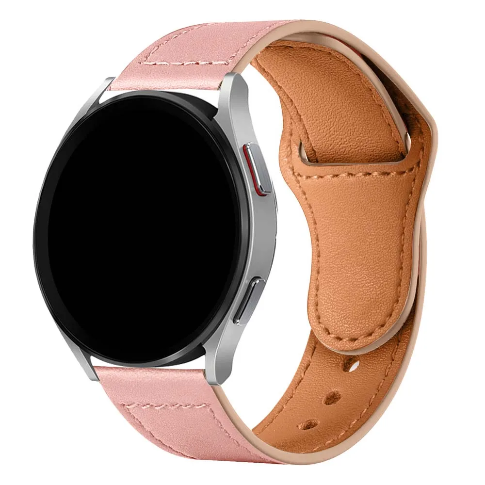 Ремешок для Galaxy Watch 5 band 40 мм 44 мм 45 мм 20 мм, кожаный браслет для Samsung Active 2 для женщин и мужчин