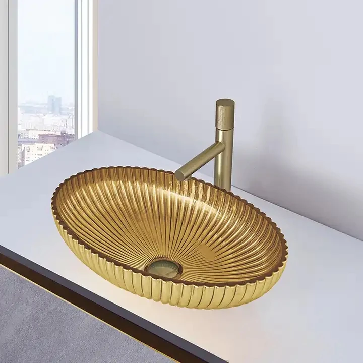 Factory Custom Design Crystal Wash Basin Transparent Counter Top Tempered Glass Vessel Washbasin Sink