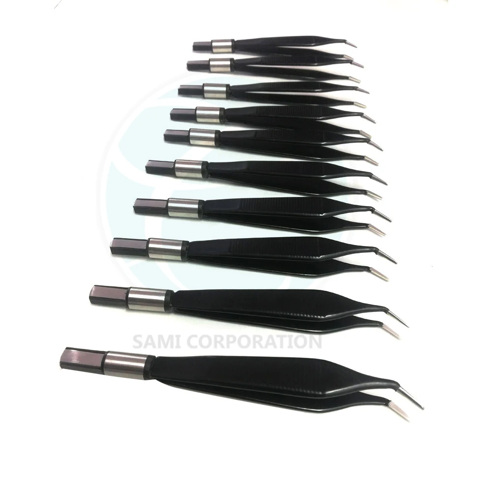 Disposable Blue Bipolar Forceps Tweezers Straight Electro Surgical Forceps 11.5 cm, Tip 0.7 mm Forceps By Sami corporation