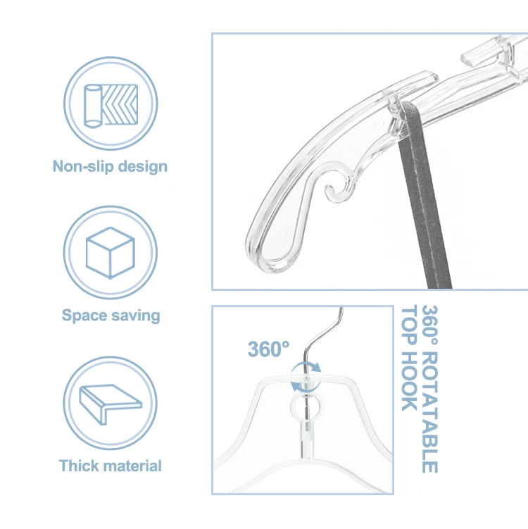 17 Inches Wedding Dress Hanger Non Slip Transparent Clothes Hangers