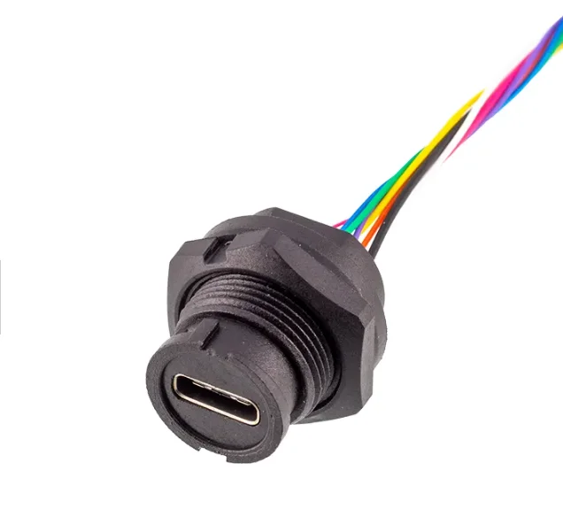 IP67 USB 3.0 2.0 female receptacles socket jacks Type-c usb panel mount wire waterproof connector