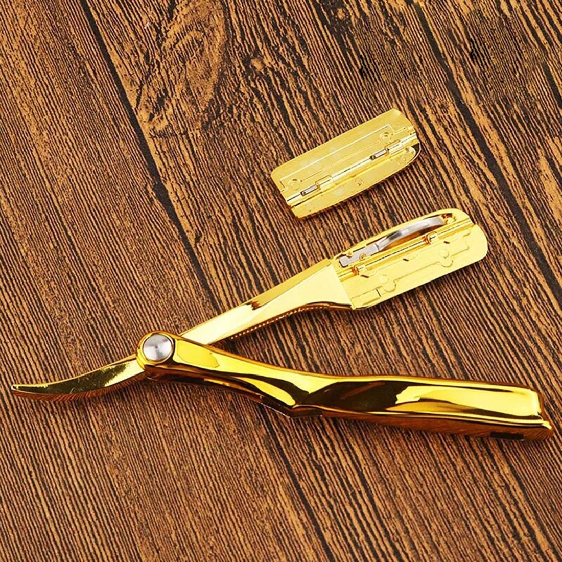 Private Custom Logo Plating Gold Professional Facial Straight Barber Razor Folding Blade Razor Beard Shaving Tools
