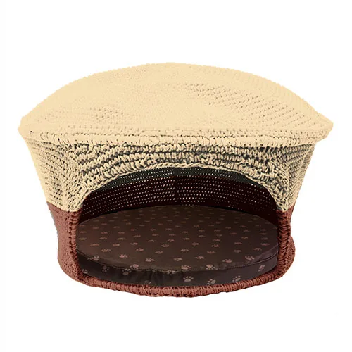 Pet house made from pp yarn crocheted Handmade light blue PP yarn hands knitting basket crochet basket kit for Pet