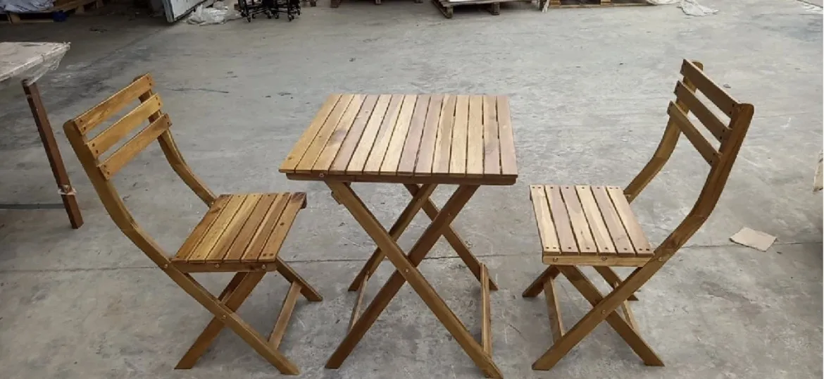 ACACIA WOODEN BISTRO TABLE AND CHAIR SET WITH GREEN COLOR 3D Model Graphic Design Exterior Outdoor Garden Furniture CHEAP PRICE