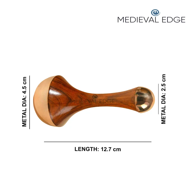 Best Quality TCM Double Side Kansa Wand Massager With Teak Wood Handle Detoxification Deep Relaxation Natural Brown