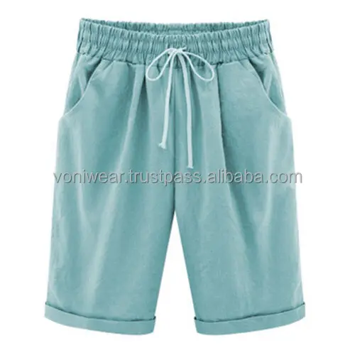 Womens Loose Solid Casual Summer Crop Pants Trousers Beach Bermuda Capri Shorts Customized Women Ladies Short