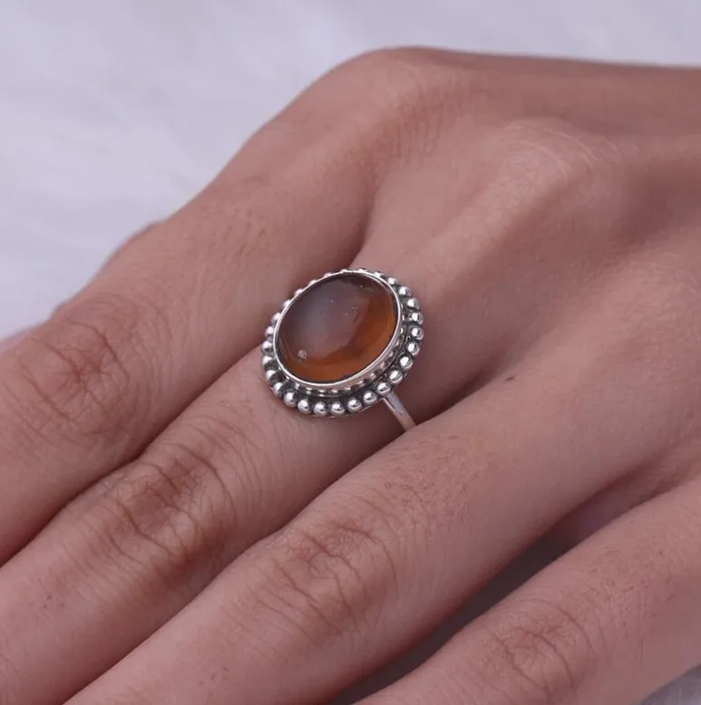 Высококачественный однотонный 925 из стерлингового серебра натуральный Балтийский Янтарный Драгоценный камень овальный кабошон кольцо для женщин